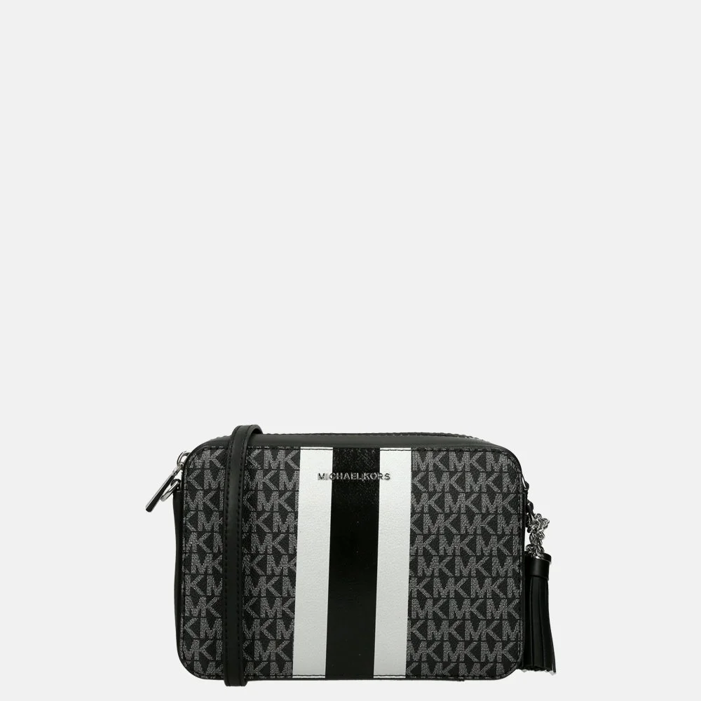 Michael Kors Jet Set crossbody tas black silver bij Duifhuizen